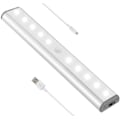 Miniatyrbilde 1 av 5: Bærbar liten LED-underlys med 10 LED-bevegelsessensor, oppladbar magnetisk stripe for skap