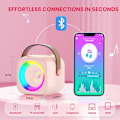Pikkukuva 4 / 7: Karaokelaitteet lapsille ja aikuisille, Mini kannettava Bluetooth-karaokekaiutin 2 langattomalla mikrofonilla ja valoilla, syntymäpäivälahjat tytöille