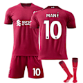 Pikkukuva 4 / 11: Liverpoolin kotipaita kaudelle 22-23, nro 11 Salah, nro 10 Mane, jalkapalloasu nro 4 Van Dijk No. 27 with socks Children's 24 code