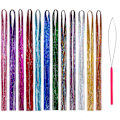 Miniatyrbillede 1 af 4: Tinsel hårstrå, 12 farver farve hårextensions, lige hårextensions mikro ring med værktøj, tinsel hårextensions