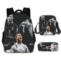 Pikkukuva 1 / 5: 3-osainen Messi ja Ronaldo reppusetti, opiskelijan jalkapalloreppu, 3D-tulostettu reppu style 9