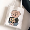 Miniatyrbillede 1 af 2: Stray Kids Skzoo trykt lærredstaske skuldertaske studentermode shopping håndtaske STD311-M