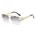 Pikkukuva 1 / 7: 2024 Halvat muodikkaat vintage-leopardipää kaksoissilta tyylikkäät kehyksettömät aurinkolasit UV400-suojalla naisille Gradient Gray N5 Rimless Shades