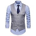 Miniatyrbillede 3 af 5: Plus Size Mænds Ensfarvet Suit Vest Enkeltbrystet Forretningsvest - WELLNGS Sort Black 4XL