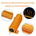 Miniatyrbillede 2 af 5: 2 stk. 50W 3 Ohm Aluminiumshusmodstand Højeffektsbelastningsmodstand Guldskalaplade Ledningsført chassismonteret køleplade (FQ)