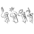 Miniatyrbild 3 av 5: Rhinestone nagelring fingertopp justerbar öppning nagelkonst berlocker accessoarer för kvinnor flickor, silver