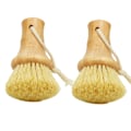 Miniatyrbilde 1 av 5: 2 stk oppvaskbørste med bambushåndtak og innebygd skrape Pan Brush
