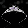 Pikkukuva 1 / 5: CQBB Prinsessa hopea tiara ja kruunu vaaleanpunainen kristallia tiarat tytöt kauneuskilpailun kruunut strassi syntymäpäivä päähine lapsille (violetti)
