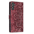 Miniatyrbillede 3 af 4: Frosted Læder Etui til Mandala Emed Retro Telefon Rød(FQ) Red For Samsung Galaxy S24 5G