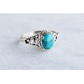 Miniatyrbilde 5 av 8: Turkis Ring i 925 Sterling Sølv Statement Ring Kvinners Håndlaget Ring Edelsten Juleringe Løfte Ring Størrelse US 6 Kvinners Gave
