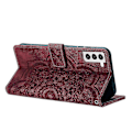 Miniatyrbillede 4 af 4: Frosted Læder Etui til Mandala Emed Retro Telefon Rød(FQ) For Samsung Galaxy S21 FE 5G Red