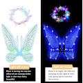 Miniatyrbillede 3 af 7: Glitrende fevinger til voksne, LED-hårbøjler til fe-temafester, stjerneblå Starry blue Starry blue