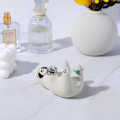 Miniatyrbillede 4 af 5: Dovendyr Ringholder til Kvinder Søde Dovendyr Gaver til Kæreste Fødselsdag Bryllup Jul Keramik Lille Ring Stativ Ring Display til Hjemmeindretning White Sloth