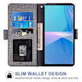Miniatyrbillede 2 af 5: Til Sony Xperia 10 Iii 5G Denim Swivel Wallet Grå