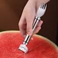 Miniatyrbillede 5 af 5: 1 vandmelon skærende gaffel med ergonomisk greb nem rengøring genanvendelige frugtskærere til sommerfesttråd Wire 3 pcs