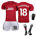 Pikkukuva 4 / 11: 23-24 Manchester Unitedin kotijoukkueen punainen Red Devils -jalkapalloasusetti nro 10 Rashford 21 Anthony 25 Sancho 7 Mount Red Devils home without number #20