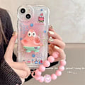 Pikkukuva 3 / 4: Yhteensopiva söpö iPhone-kotelo Kawaii-kuviolla, telineellä ja riipuksella, läpinäkyvä pehmeä TPU-puhelimen suojakotelo Patrick Star Patrick Star iPhone 11