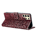 Miniatyrbillede 4 af 4: Frosted Læder Etui til Mandala Emed Retro Telefon Rød(FQ) For Samsung Galaxy S24 Ultra 5G Red