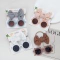 Miniatyrbilde 5 av 7: Barne-solbriller med pannebåndsett, strandvaffel-sløyfebånd, hårbånd og briller, søt babyfotografering tilbehør 51 Sweet