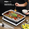 Miniatyrbillede 2 af 5: Rustfrit madbakke i rustfrit stål med håndtag - Holdbar madopbevaringsbakke til hjemmekøkkenet Small Tray