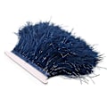 Miniatyrbilde 1 av 5: 2 Meter Fargerikt Strutsfjærstoff med Fjær for Klærdekorasjon - Perfekt Navy Blue
