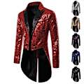 Miniatyrbild 2 av 4: Herrar Glittrande Sekvens Blazer Jacka Nattklubb Prom Kostym Blazer Suit Homme Sångare Scenkläder Smoking Ny Marinblå Navy Blue L