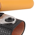 Miniatyrbillede 6 af 6: Sort læder cedertræ 2-pibe rejse cigar etui humidor med cigarskærer