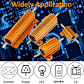 Miniatyrbillede 5 af 5: 2 stk. 50W 3 Ohm Aluminiumshusmodstand Højeffektsbelastningsmodstand Guldskalaplade Ledningsført chassismonteret køleplade (FQ)