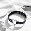 Miniatyrbilde 4 av 5: PU Lær Halskjede Justerbar Hjertekjede Halsbånd Got BlackC Circle