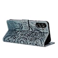 Miniatyrbillede 4 af 4: Frosted Læder Etui til Mandala Emed Retro Telefon Blå(FQ) For Samsung Galaxy S25 5G Blue
