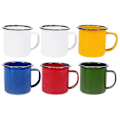 Miniatyrbillede 1 af 2: 6 stk Retro Stil Håndlavede Emalierede Kopper - Farvede Emalierede Kopper - Tykke Mælke- og Kaffe Kopper