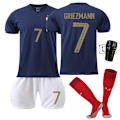 Miniatyrbillede 2 af 11: 2022 Frankrig hjemme VM nr. 10 Mbappe 19 Benzema 11 Dembele voksen trøje fodbolduniform 22-23 France home game No. 10 #26