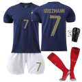 Pikkukuva 3 / 11: 2022 Ranska koti MM-kisojen nro 10 Mbappe 19 Benzema 11 Dembele aikuisten pelipaita jalkapalloasu 22-23 France home number 4 #S