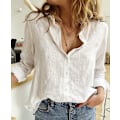 Pikkukuva 1 / 4: Dam Linneskjorta Casual Enfärgad Knapp Lapel Blusar Skjorta Sommartoppar En Bästa Present Vit White 5XL