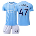 Miniatyrbillede 1 af 2: 23-24 Manchester City Hjemme Fodboldtrøje til Børn og Voksne Nr. 47 Phil Foden Nr. 47 Phil Foden no. 47 Phil Foden 24