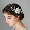 Miniatyrbild 3 av 7: Nytt silverlegering hårkam handgjorda pärlor strass mode metall huvudbonad elegant hår smycken accessoarer för kvinnor HS-J4375S