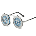 Pikkukuva 2 / 7: Retro-henkilöllisyyden heijastavat uudet miesten metalliset aurinkolasit Steampunk-käännettävät aurinkolasit 2024 C5  Picture Color Round Sunglasses