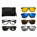 Pikkukuva 2 / 7: Muodin magneettikiinnitteiset polarisoidut TR90-aurinkolasit, 1 optinen kehys, 5 linssiä, jousi saranat 2201A clip-on sunglasses