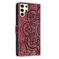Miniatyrbillede 3 af 4: Frosted Læder Etui til Mandala Emed Retro Telefon Rød(FQ) For Samsung Galaxy S24 Ultra 5G Red