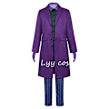 Pikkukuva 3 / 5: Heath Ledger Cosplay-asu Elokuva The Dark Knight Joker-asu Violetti Takki Täysi Sarja Halloween-klovni Trench Coat Cos XL