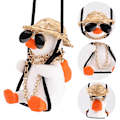 Pikkukuva 4 / 5: Auton lisävarusteet Swing Duck Swinging Duck Auton riipuskoriste Ihana Swinging Duck Auton riipus Siisti lentävä ankka aurinkolaseilla Auton taustapeili White