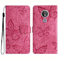 Miniatyrbillede 1 af 5: Skin-touch Butterfly Pattern PU Læderetui med Stativ og Pengepungfunktion til Motorola Moto G7 Power Multifarvet Multicolor Style B