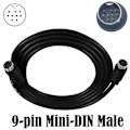 Miniatyrbillede 3 af 5: Mini Din 9-polet han til 9-polet han o Input kabel 1m 2m 3m Kompat - Perfet Sort Black 3M