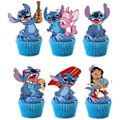 Miniatyrbillede 1 af 2: 24 stk Stitch kagepynt Cupcake pynt kagepynt, Stitch fødselsdagsfestpynt