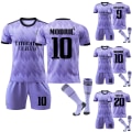 Miniatyrbillede 3 af 3: Real Madrid Udebane Lilla #9 Benzema #20 Vinicius Fodboldtrøje #20 #20 10-11Y