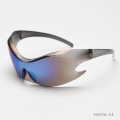 Miniatyrbilde 6 av 7: 2024 Oversized Solbriller for Kvinner - Mote UV400 En-delt Polygon Solbriller for Kvinner Punk Goggle man solbriller C2 picture