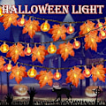 Miniatyrbilde 7 av 7: Lønnetre-Gresskar Lys, 3M 20 LED Høstdekorasjonslys Høstblader Lyslenke for Thanksgiving, Halloween, Juledekor Maple Leaf Pumpkin