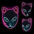 Pikkukuva 4 / 6: SINSEN Demon Slayer Kettu-naamio LED Cosplay Kattinaamio Japanilainen anime Halloween-asu rekvisiitta lapsille Aikuisten Pink