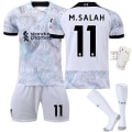 Miniatyrbild 2 av 11: 22-23 ny bortatröja helt vit korrekt version nr 11 Salah 27 Nunez 23 Diaz fotbollströja No. 9 with socks + protective gear #S