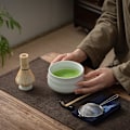 Miniatyrbilde 7 av 7: Matcha Visp og Skål & Visp Holder, Chasen Holder, Matcha Skåler Kobberhåndtak Blandingsvisp Stativ, Match Sil Visp Håndlaget Bor Ivory White